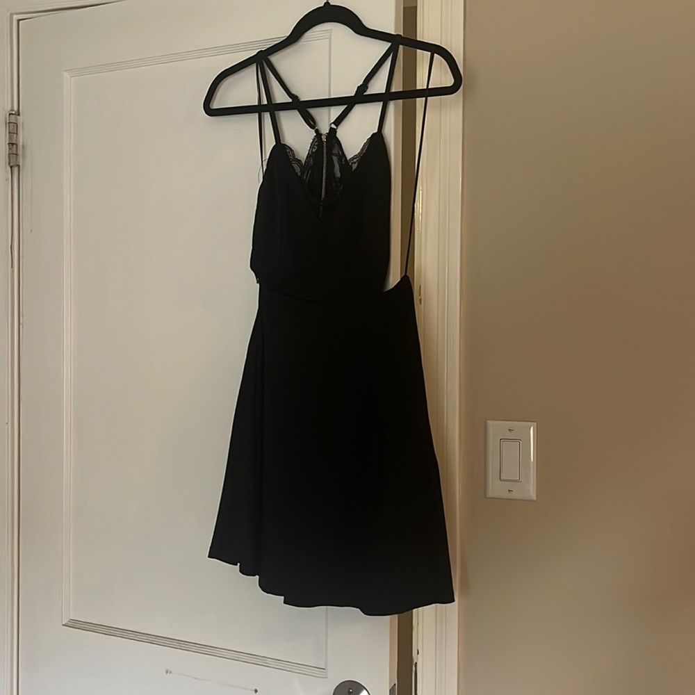 Black mini dress with lace NWT
